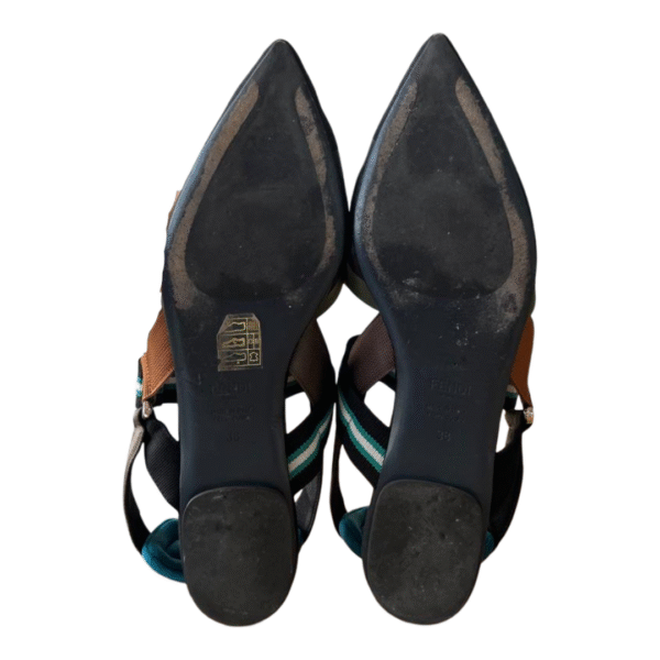 Fendi Colibrì Mesh Slingback Flats Black Multicolor – Size 38 - Image 7