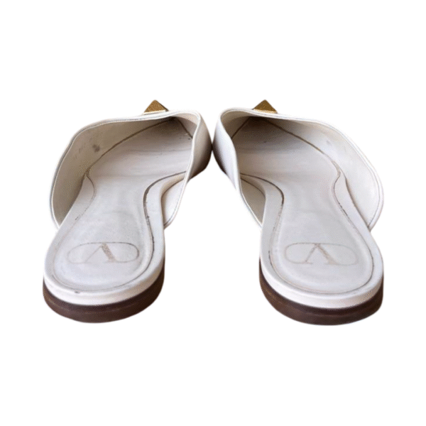 Valentino Roman Stud Flat Mules Cream Leather – Size 41 - Image 7