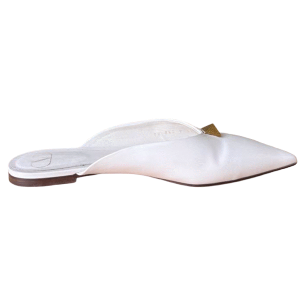 Valentino Roman Stud Flat Mules Cream Leather – Size 41 - Image 5