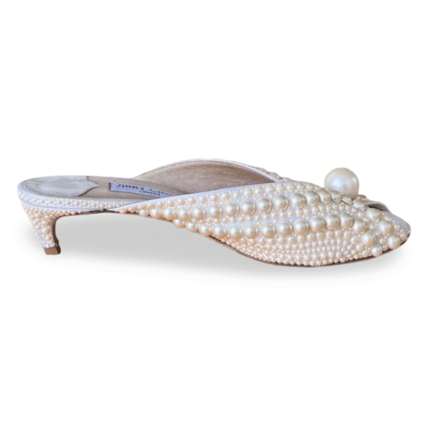 Jimmy Choo Samantha 35 Faux Pearl-Embellished Satin Mules – Size 42 - Image 5