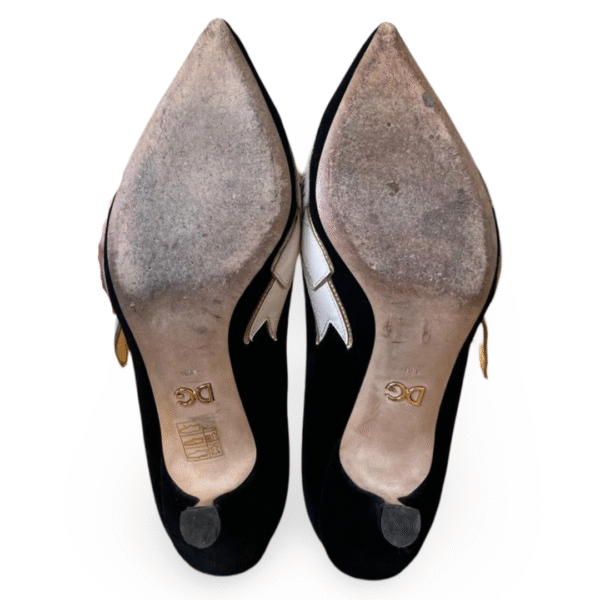 Dolce & Gabbana Black Velvet Sacred Heart Armanti Embroidered Lori Pumps – Size 38.5 - Image 7