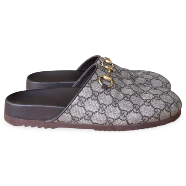 Gucci GG Supreme Canvas Horsebit Slippers – Size 42 - Image 3