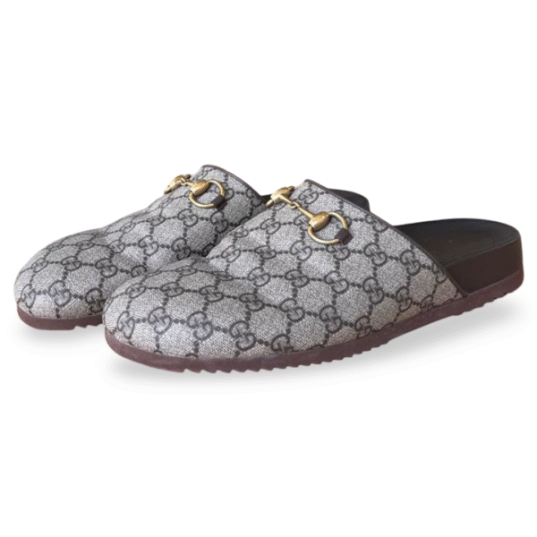 Gucci GG Supreme Canvas Horsebit Slippers – Size 42