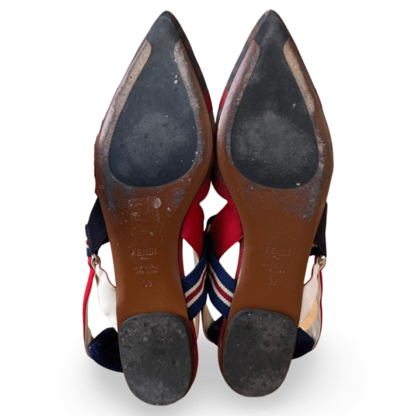 Fendi Multicolor Canvas & Mesh Colibri Slingback Flats – Size 39 - Image 7