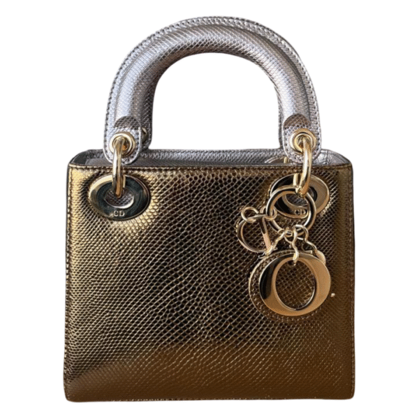 Christian Dior Lady Dior Mini Chain Bag – Metallic Lizard - Image 3