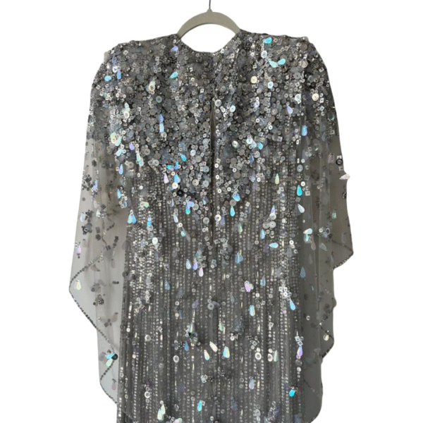 Jenny Packham Nettie Cape-Effect Embellished Sequined Tulle Gown – UK 10 - Image 4