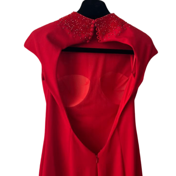 Pronovias Sparkle 2415 Red Bead-Embellished Maxi Dress – UK 8 - Image 3