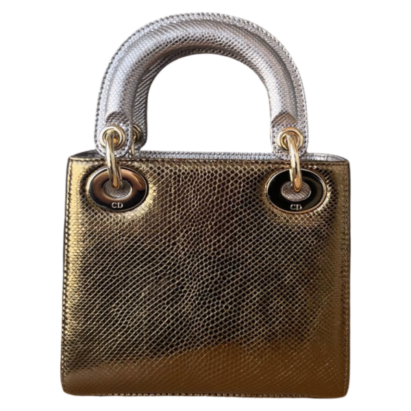 Christian Dior Lady Dior Mini Chain Bag – Metallic Lizard - Image 4