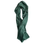 Gucci Dark Green GG Monogram Pattern Silk Jacquard Fringed Wool Blend Stole