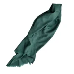 Gucci Dark Green GG Monogram Pattern Silk Jacquard Fringed Wool Blend Stole