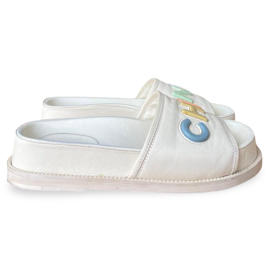 Chanel 22S Multicolor Ivory Sandal Slides – Size 37C 6 Chanel 22S Multicolor Ivory Sandal Slides – Size 37C - Image 6
