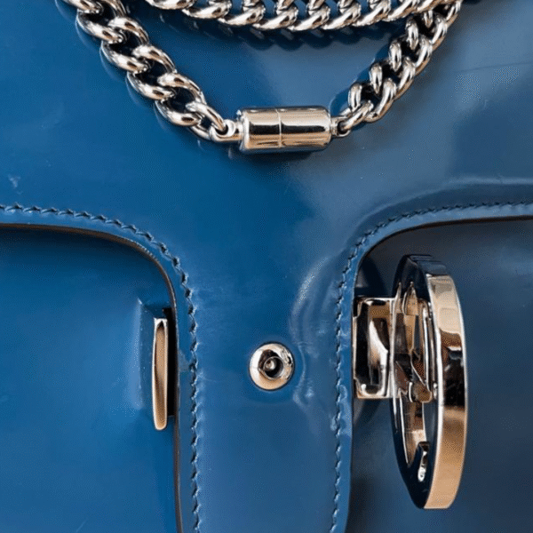 Gucci Small Interlocking GG Shoulder Bag – Blue Patent Leather - Image 4