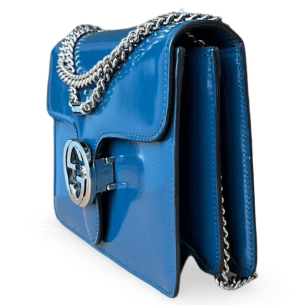 Gucci Small Interlocking GG Shoulder Bag – Blue Patent Leather - Image 5
