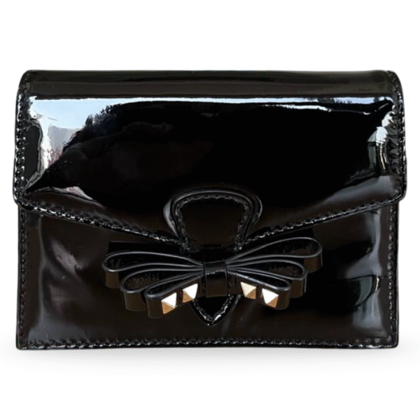 Valentino Garavani Studded Bow Wristlet Clutch – Black Patent - Image 3