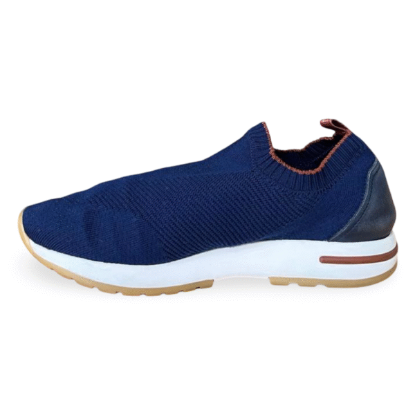 Loro Piana 360 Flexy Walk Leather-Trimmed Wish® Wool Slip-On Sneakers – Blue, Size 39 - Image 3