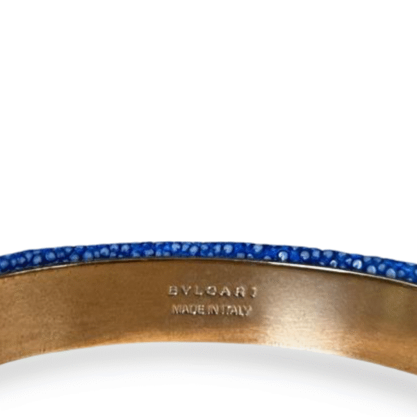 Bvlgari Serpenti Forever Blue Galuchat Leather Open Cuff Bracelet - Image 3