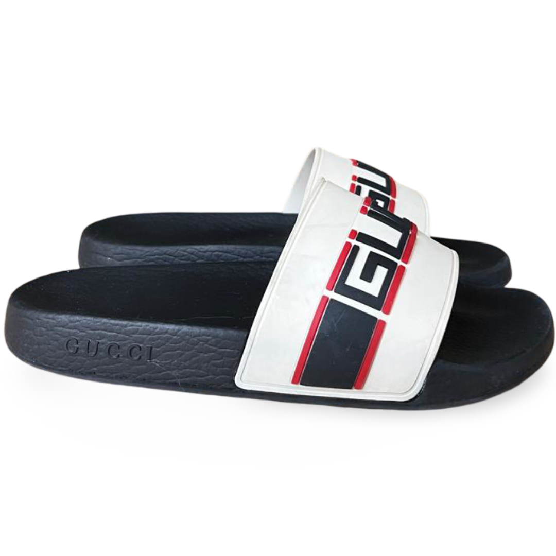 Gucci Off-White Stripe Rubber Slide Sandals – Size 38 5 Gucci Off-White Stripe Rubber Slide Sandals – Size 38 - Image 5