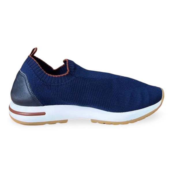 Loro Piana 360 Flexy Walk Leather-Trimmed Wish® Wool Slip-On Sneakers – Blue, Size 39 - Image 4