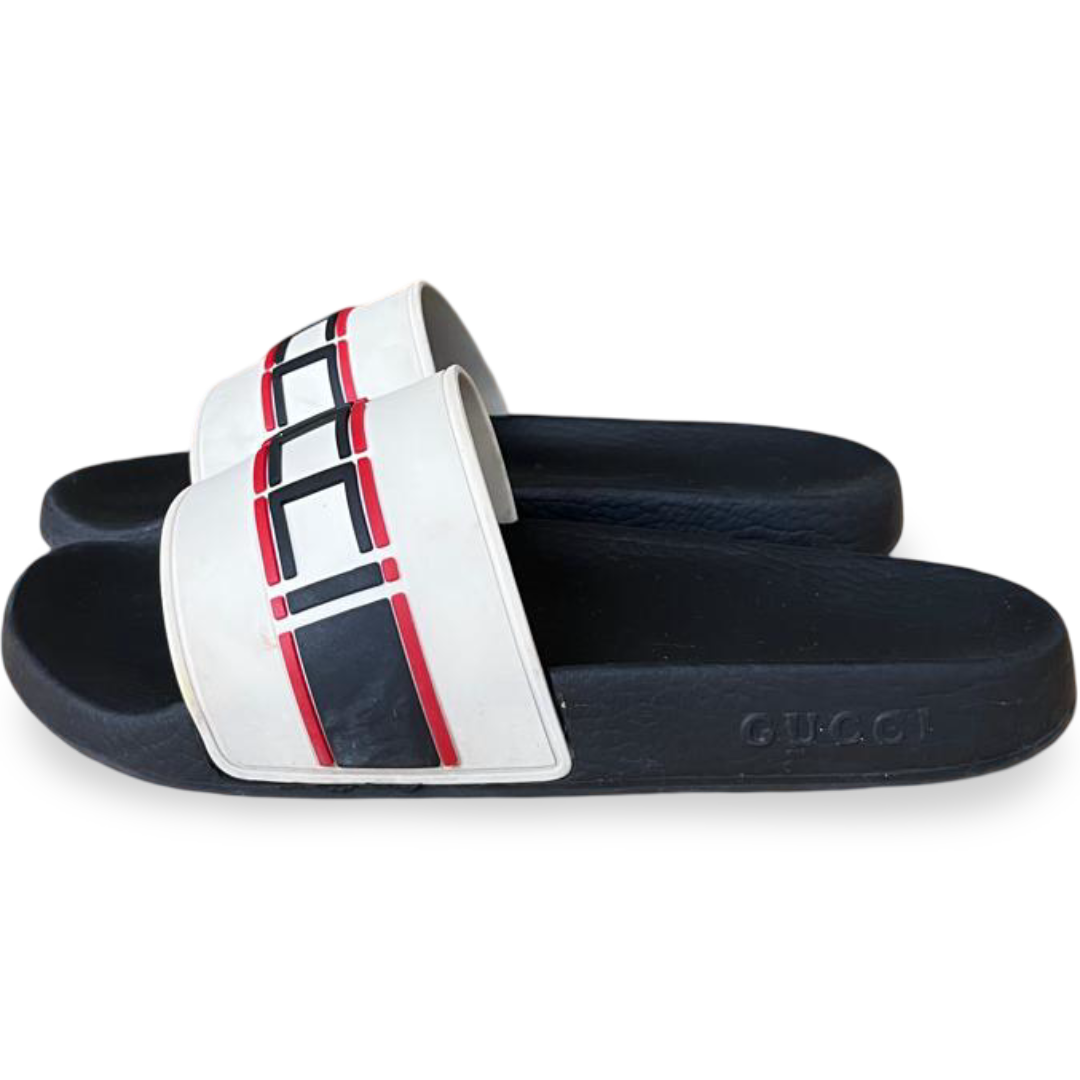 Gucci Off-White Stripe Rubber Slide Sandals – Size 38 4 Gucci Off-White Stripe Rubber Slide Sandals – Size 38 - Image 4