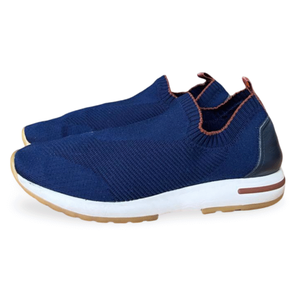 Loro Piana 360 Flexy Walk Leather-Trimmed Wish® Wool Slip-On Sneakers – Blue, Size 39 - Image 5