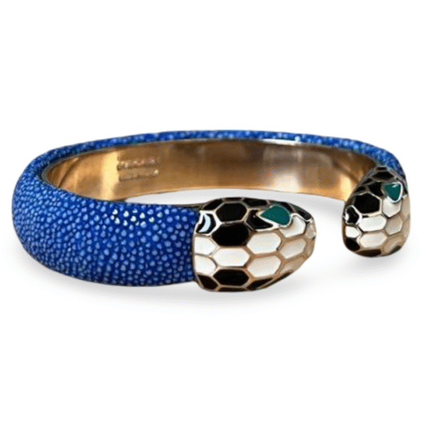 Bvlgari Serpenti Forever Blue Galuchat Leather Open Cuff Bracelet - Image 2
