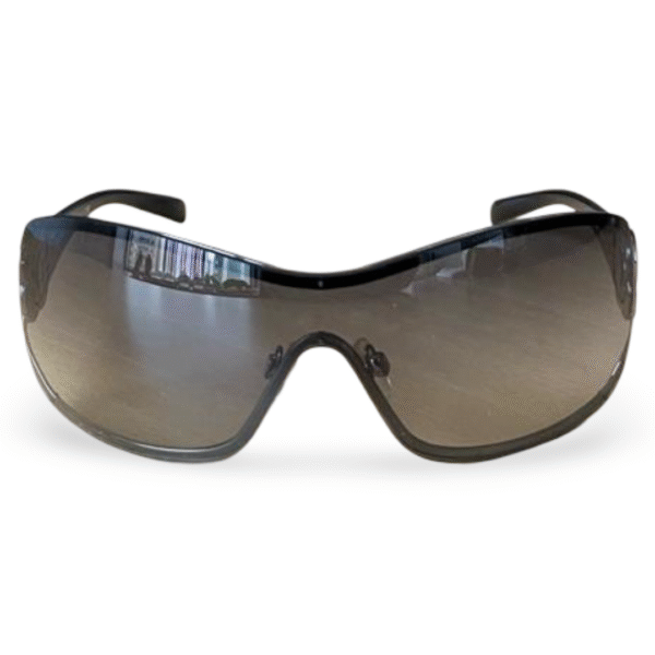 Chanel Black Frame Crystal Camellia Flower CC Logo Sunglasses – Model 4164-B - Image 2