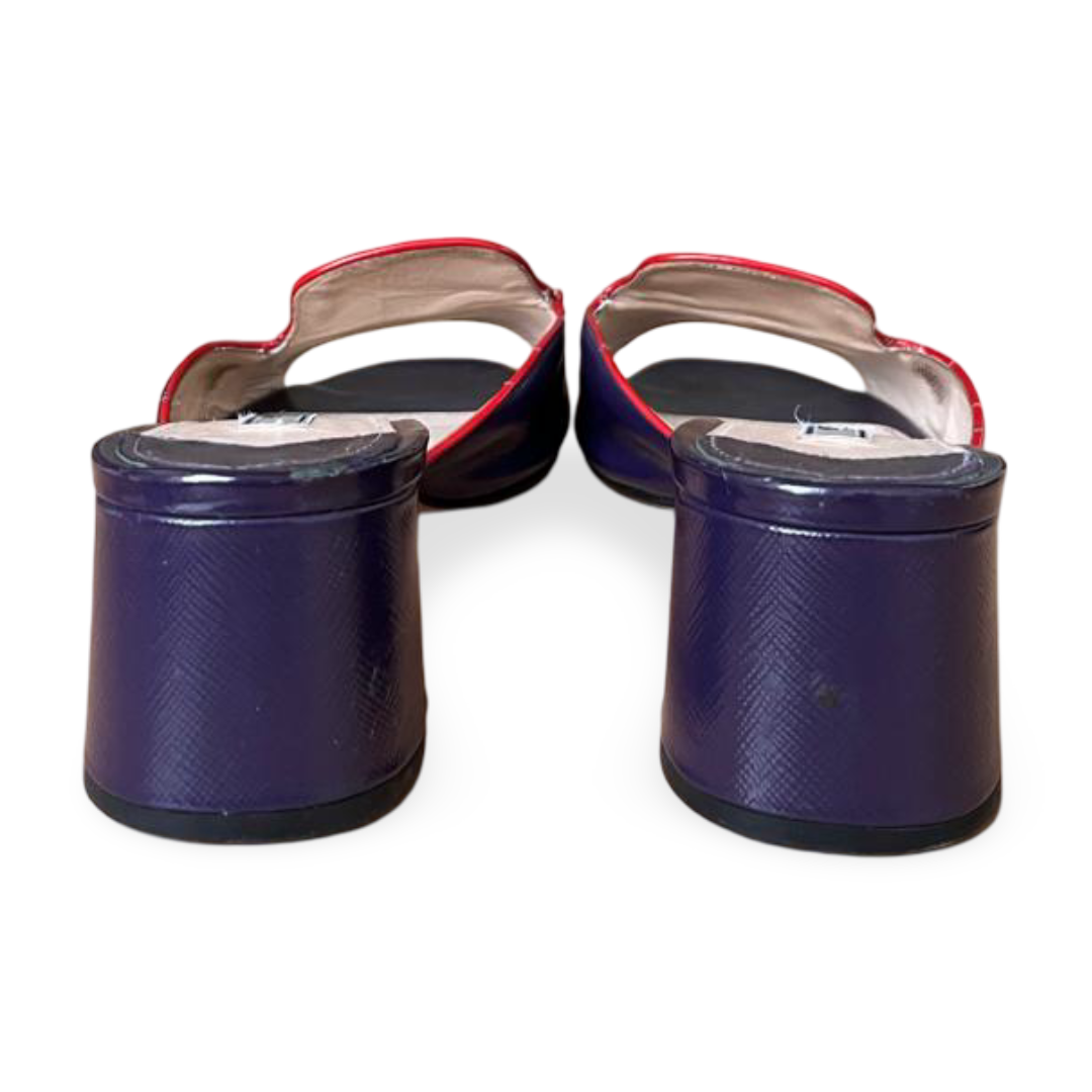 Prada Purple Saffiano Patent Leather Block Heel Slides – Size 40 - Image 7