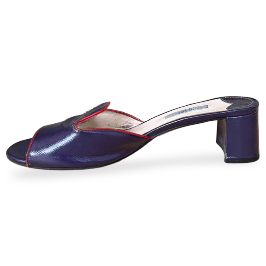Prada Purple Saffiano Patent Leather Block Heel Slides – Size 40 - Image 5