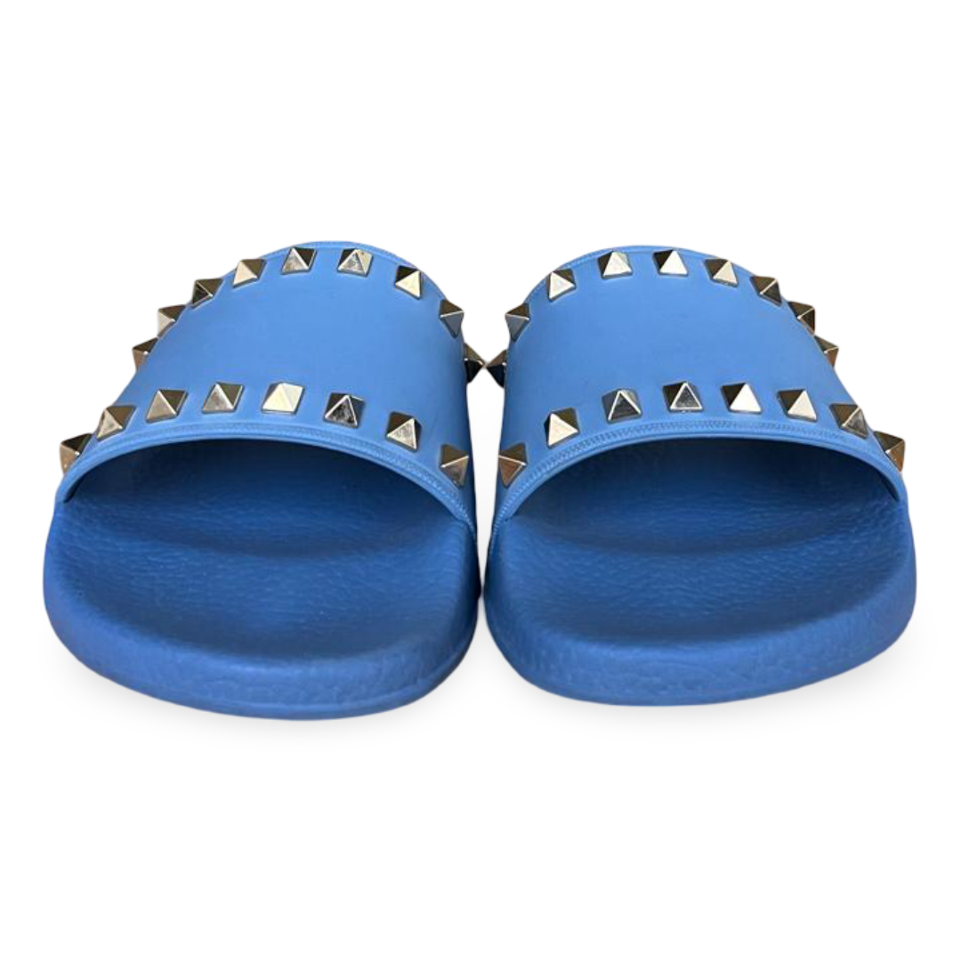 Valentino Garavani Rockstud Light Blue Rubber Slides – Size 38 2 Valentino Garavani Rockstud Light Blue Rubber Slides – Size 38 - Image 2