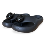Loewe x Paula's Ibiza Black Pebble Foam Toe-Post Slides – Size 37