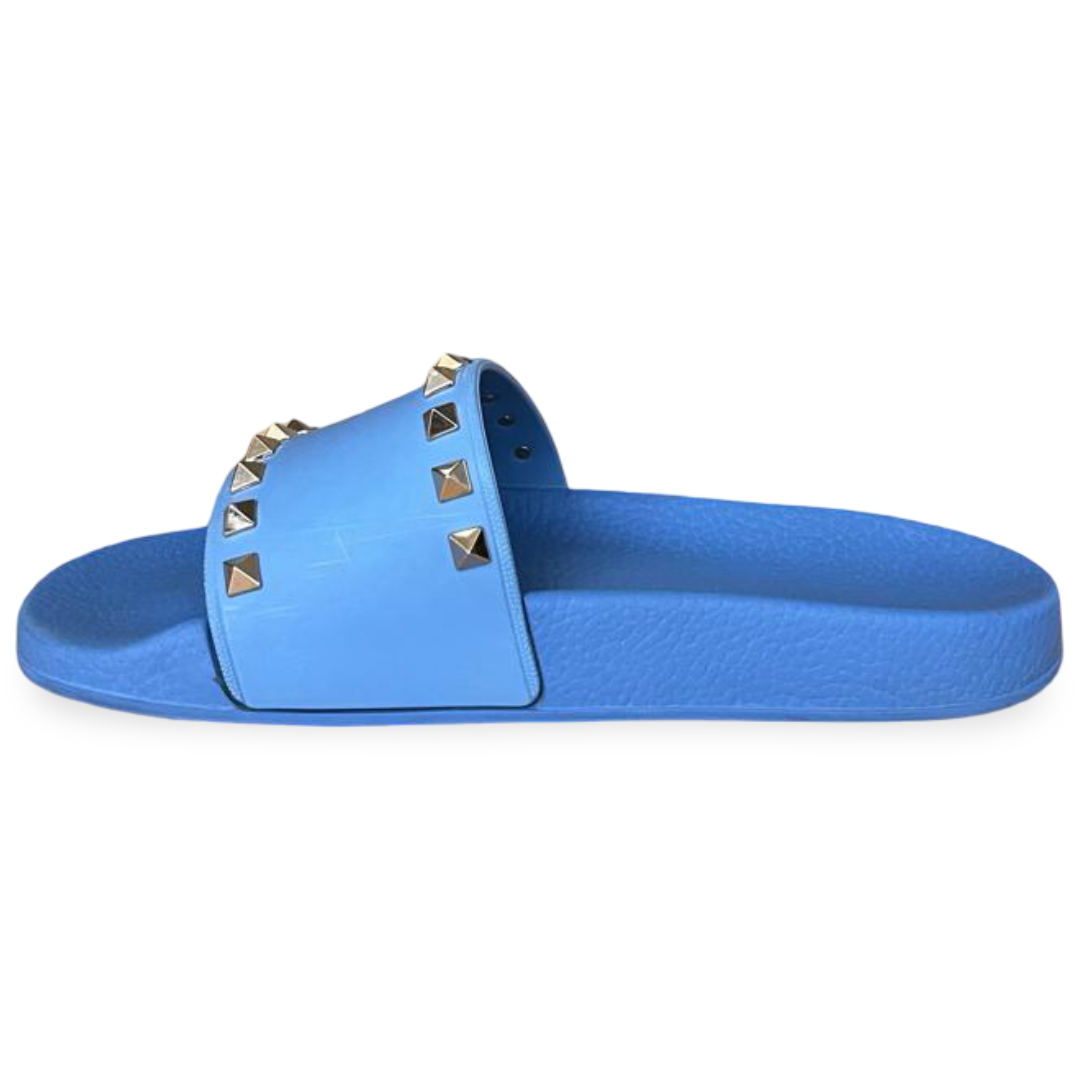 Valentino Garavani Rockstud Light Blue Rubber Slides – Size 38 5 Valentino Garavani Rockstud Light Blue Rubber Slides – Size 38 - Image 5
