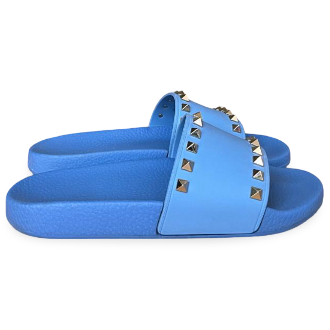 Valentino Garavani Rockstud Light Blue Rubber Slides – Size 38 4 Valentino Garavani Rockstud Light Blue Rubber Slides – Size 38 - Image 4