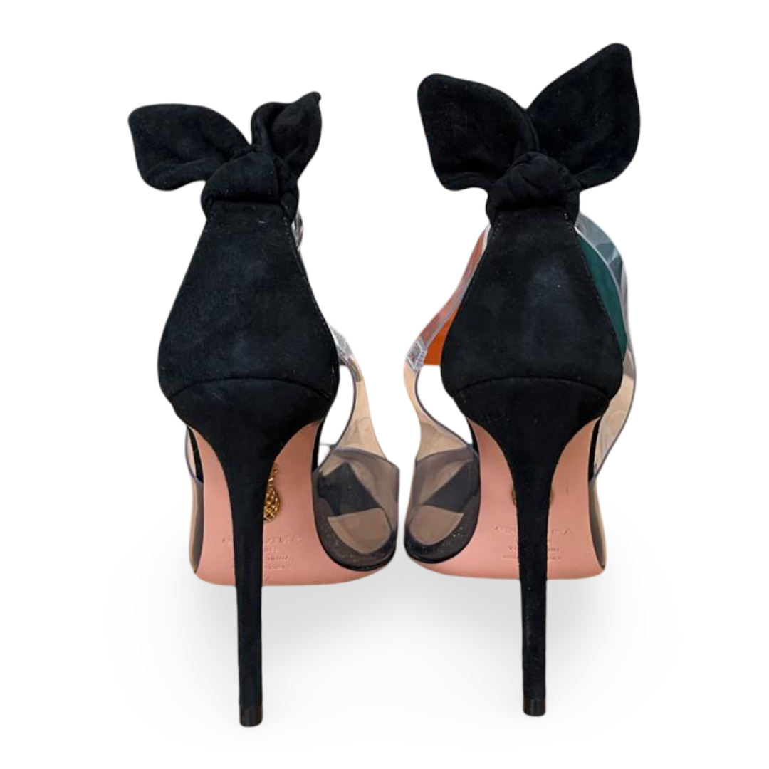 Aquazzura Bow Tie Plexi Pump 105 – Black, Size 37 - Image 7