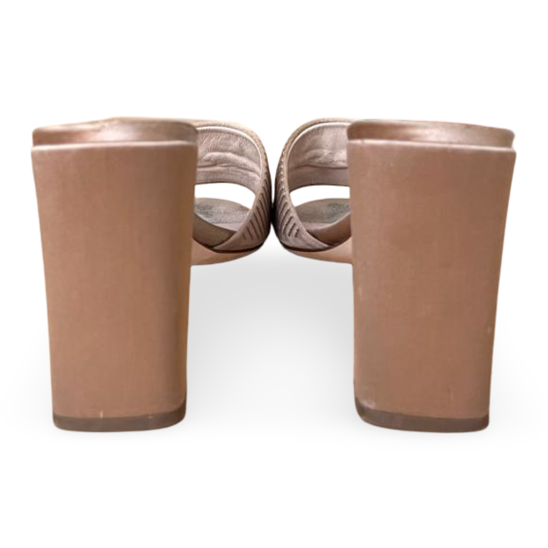 Fendi 90mm Beige Satin Logo-Embroidered Block Heel Slides – Size 40 - Image 7