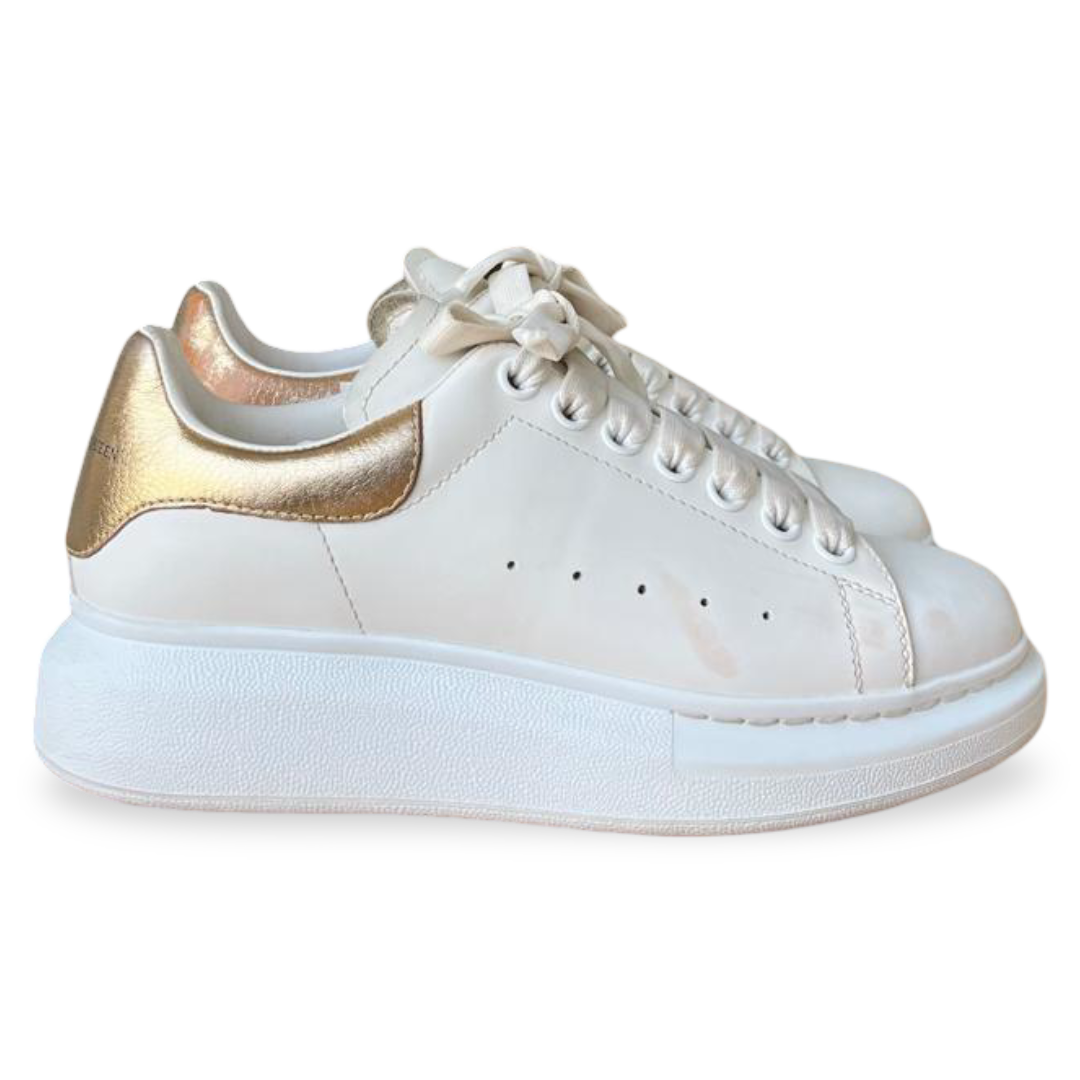 Alexander McQueen Oversized White Leather Sneakers – Size 37 - Image 3