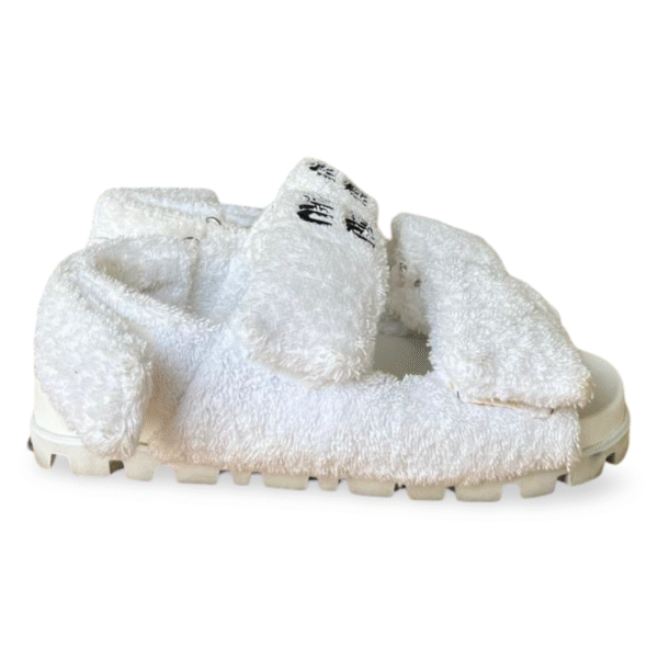 Miu Miu Double Velcro Closure Terry Sandals White - Size 37 - Image 3