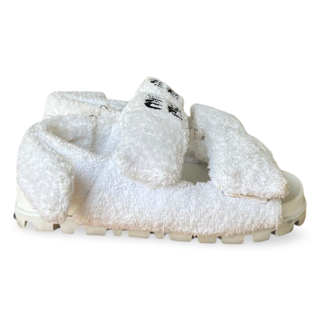 Miu Miu Double Velcro Closure Terry Sandals White - Size 37 3 Miu Miu Double Velcro Closure Terry Sandals White - Size 37 - Image 3