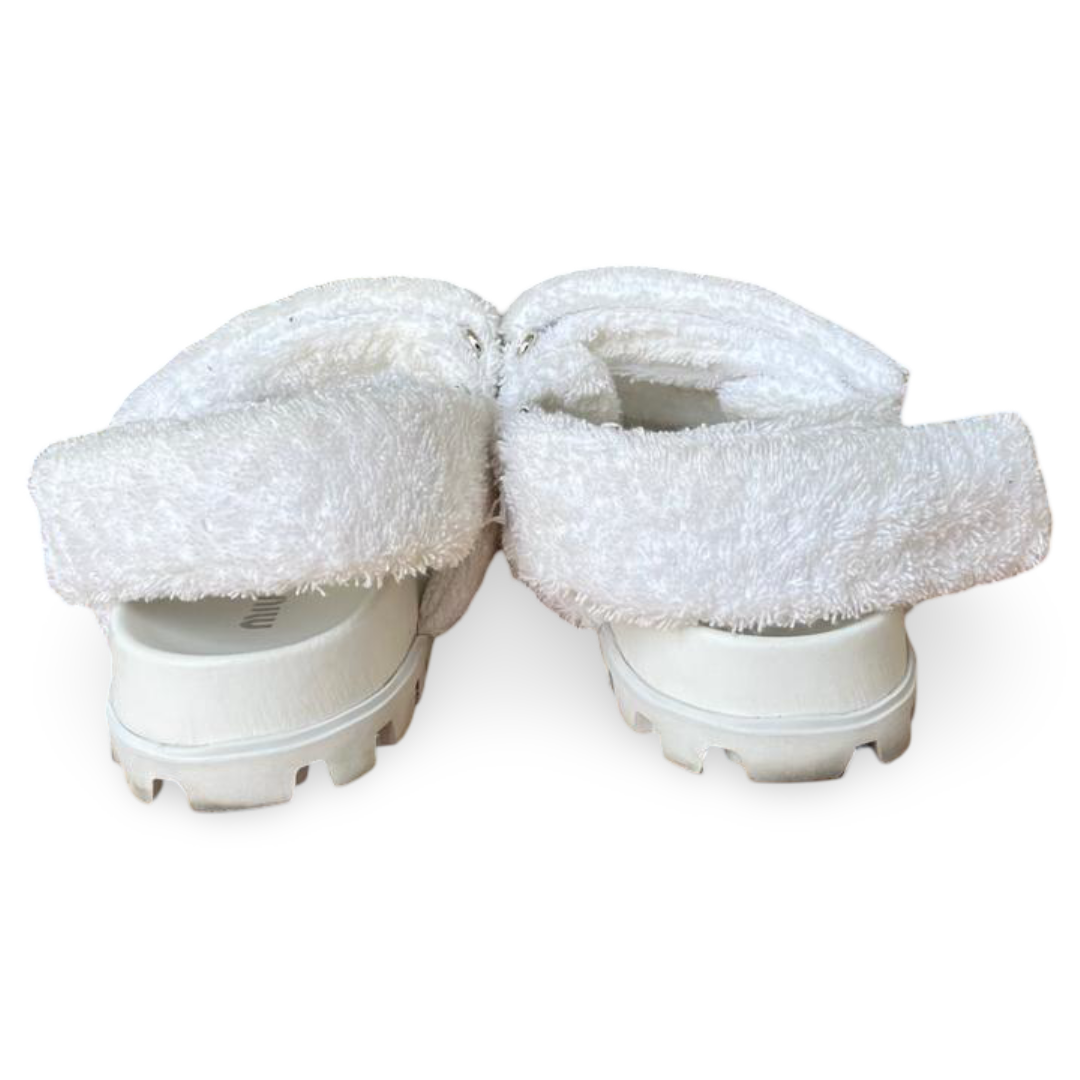 Miu Miu Double Velcro Closure Terry Sandals White - Size 37 4 Miu Miu Double Velcro Closure Terry Sandals White - Size 37 - Image 4