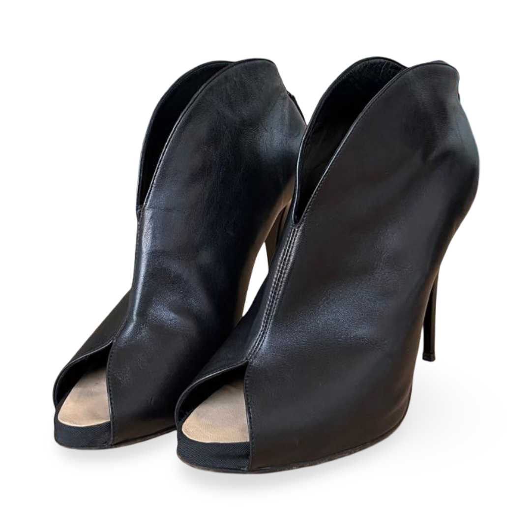 Giuseppe Zanotti Black Leather Peep Toe Ankle Boots – Size 40.5 1 Giuseppe Zanotti Black Leather Peep Toe Ankle Boots – Size 40.5