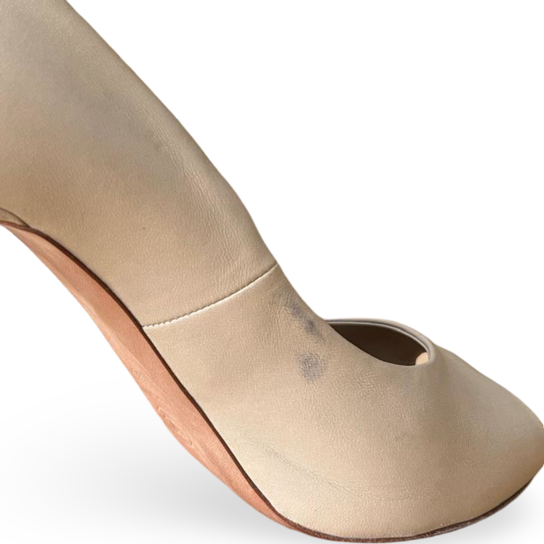 Chanel Pearl Heel Neutral Beige Peep Toe Pumps – Size 39C 4 Chanel Pearl Heel Neutral Beige Peep Toe Pumps – Size 39C - Image 4