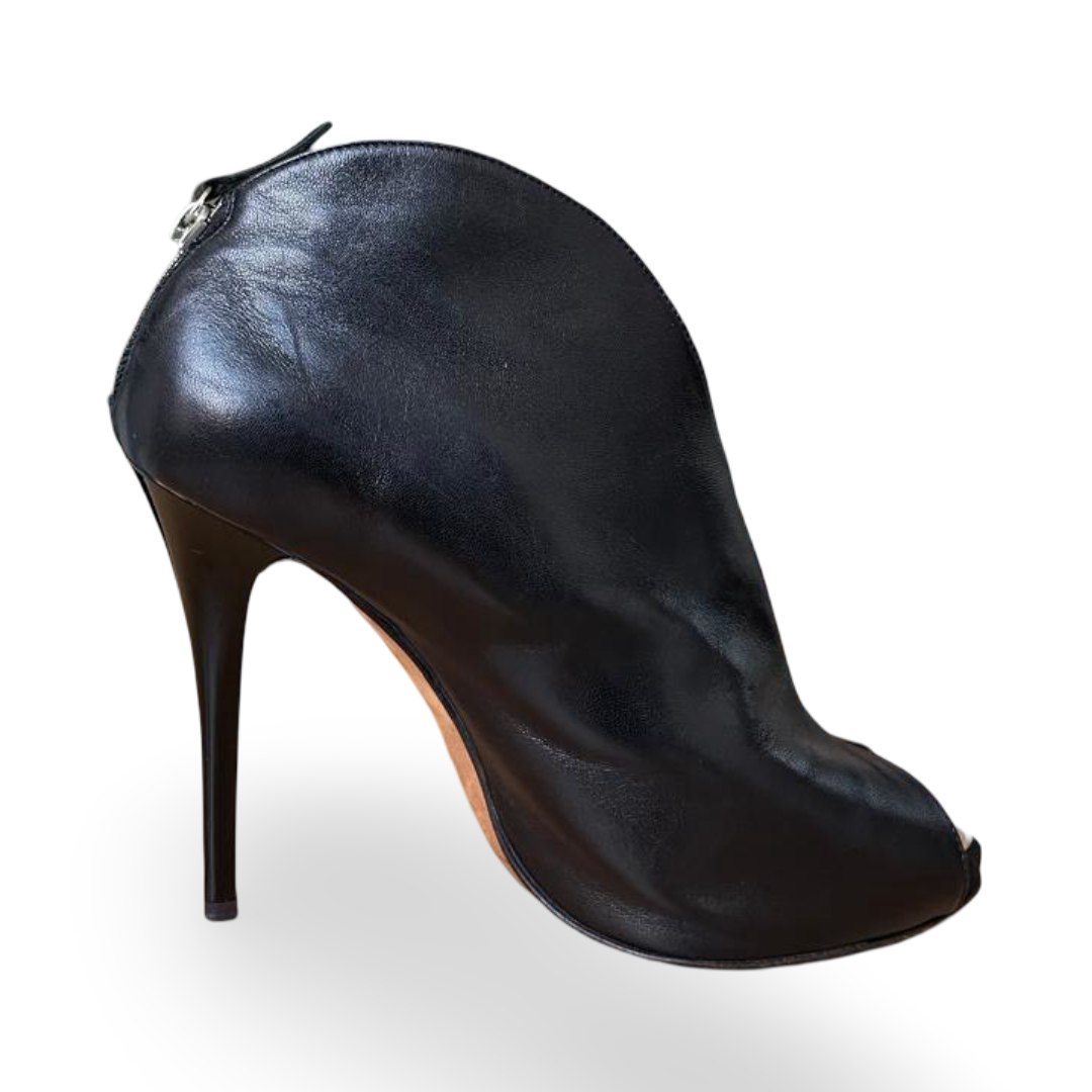 Giuseppe Zanotti Black Leather Peep Toe Ankle Boots – Size 40.5 6 Giuseppe Zanotti Black Leather Peep Toe Ankle Boots – Size 40.5 - Image 6