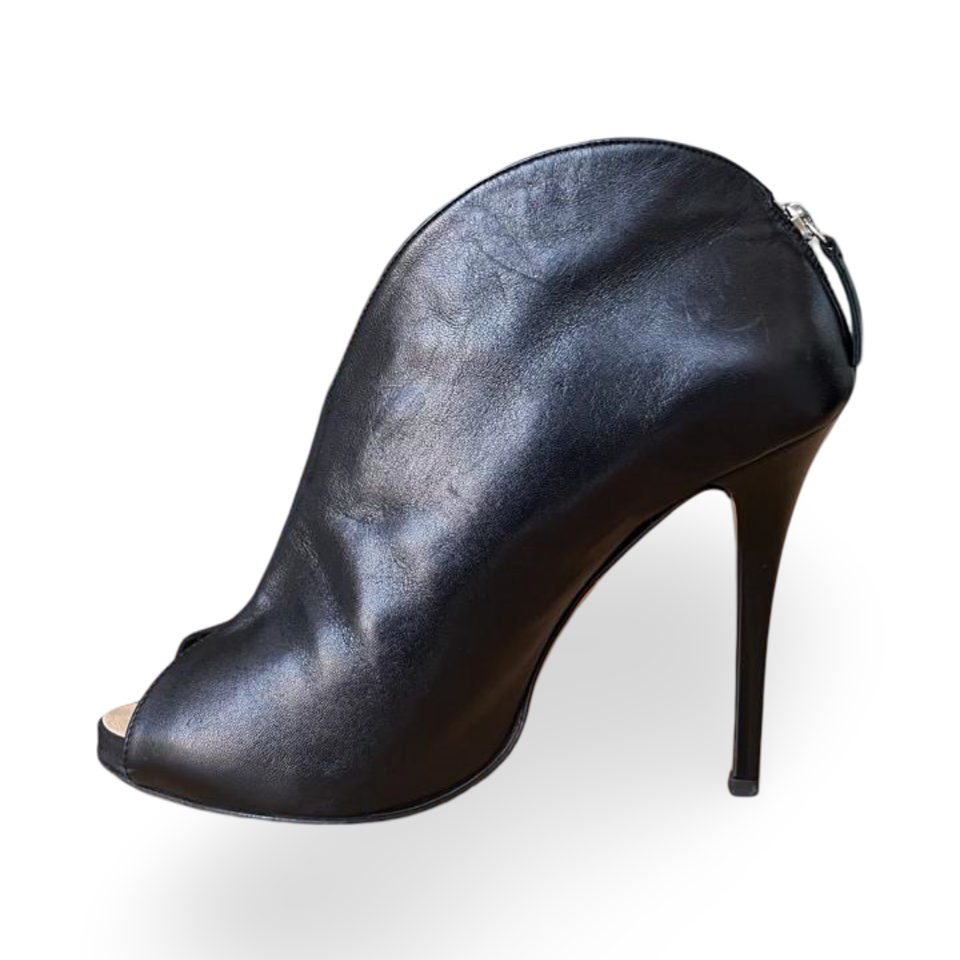 Giuseppe Zanotti Black Leather Peep Toe Ankle Boots – Size 40.5 5 Giuseppe Zanotti Black Leather Peep Toe Ankle Boots – Size 40.5 - Image 5