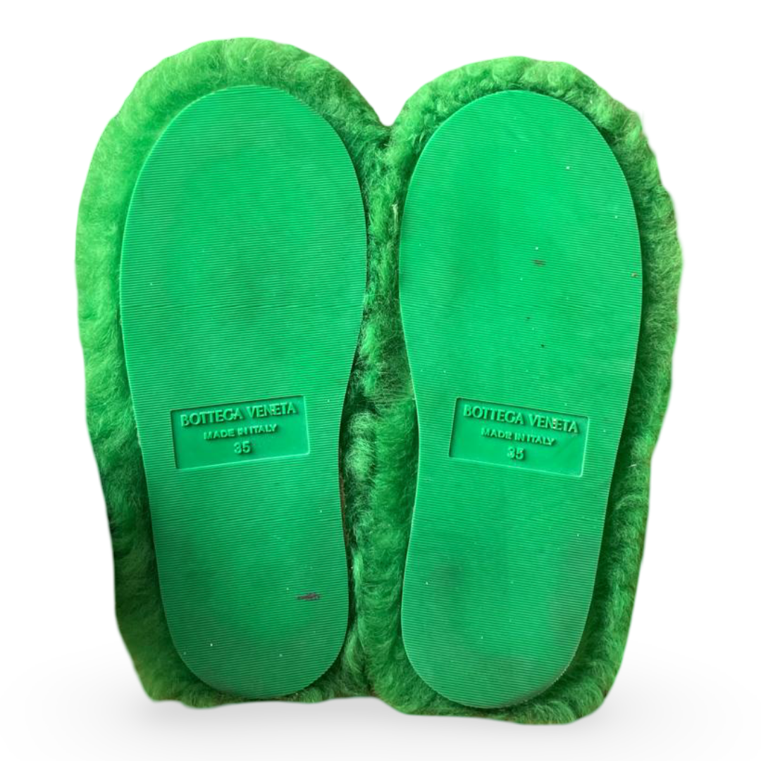 Bottega Veneta Teddy Shearling Green Fur Slides – Size 35 7 Bottega Veneta Teddy Shearling Green Fur Slides – Size 35 - Image 7