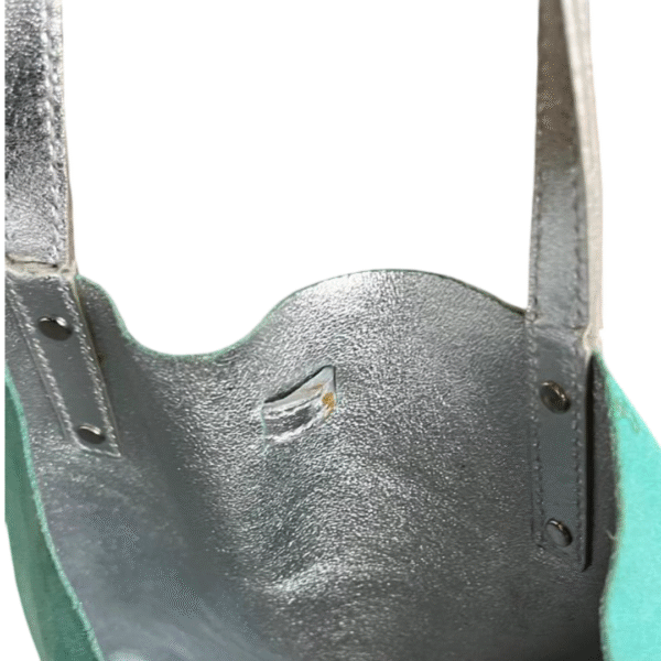 Tiffany & Co. Metallic Silver & Suede Reversible Small Tote with Pouch - Image 5