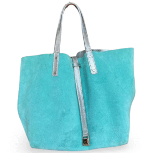 Tiffany & Co. Metallic Silver & Suede Reversible Small Tote with Pouch
