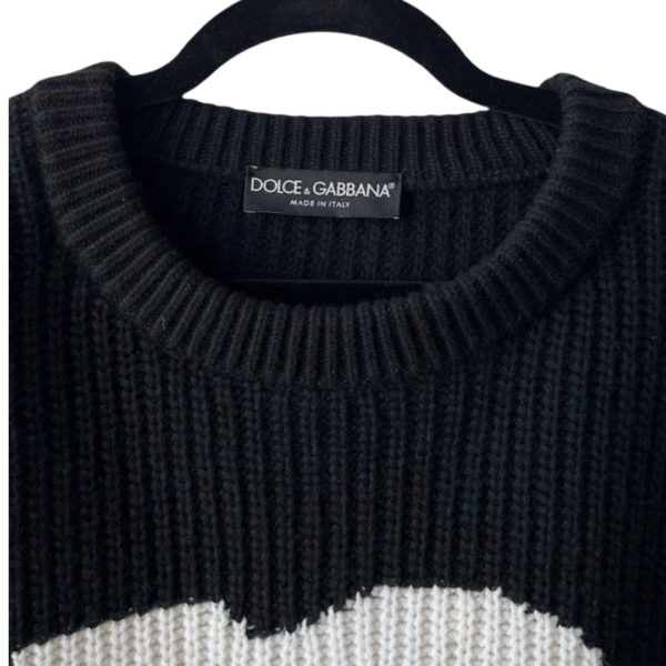 Dolce & Gabbana Black DG-Logo Cropped Sweater – Fisherman-Knit (Size 46) - Image 2
