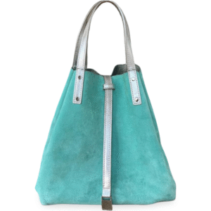 Tiffany & Co. Metallic Silver & Suede Reversible Small Tote with Pouch