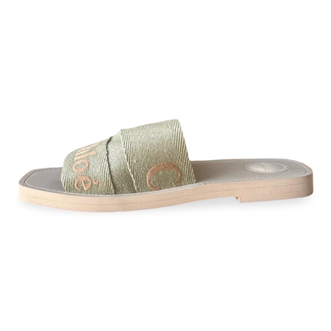Chloé Woody Slides in Monochrome Linen – Size 40 4 Chloé Woody Slides in Monochrome Linen – Size 40 - Image 4