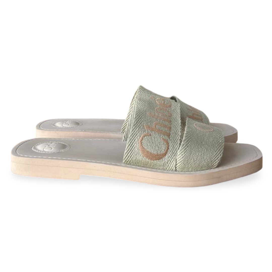 Chloé Woody Slides in Monochrome Linen – Size 40 3 Chloé Woody Slides in Monochrome Linen – Size 40 - Image 3