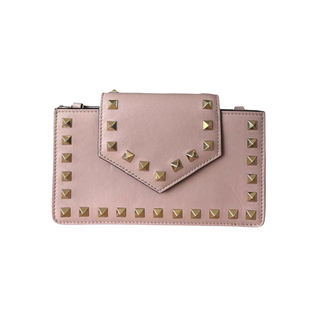 Valentino Garavani Rockstud Chain Wallet / Phone Case in Poudre - Image 2